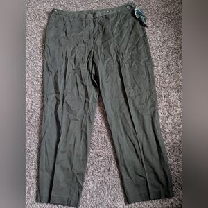 NWT Lauren Ralph Lauren Bayleaf Green Cotton 32" Pants Size 22W